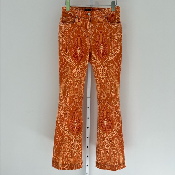 ETRO ORANGE PAISLEY JEANS SIZE 28 NWOTS!